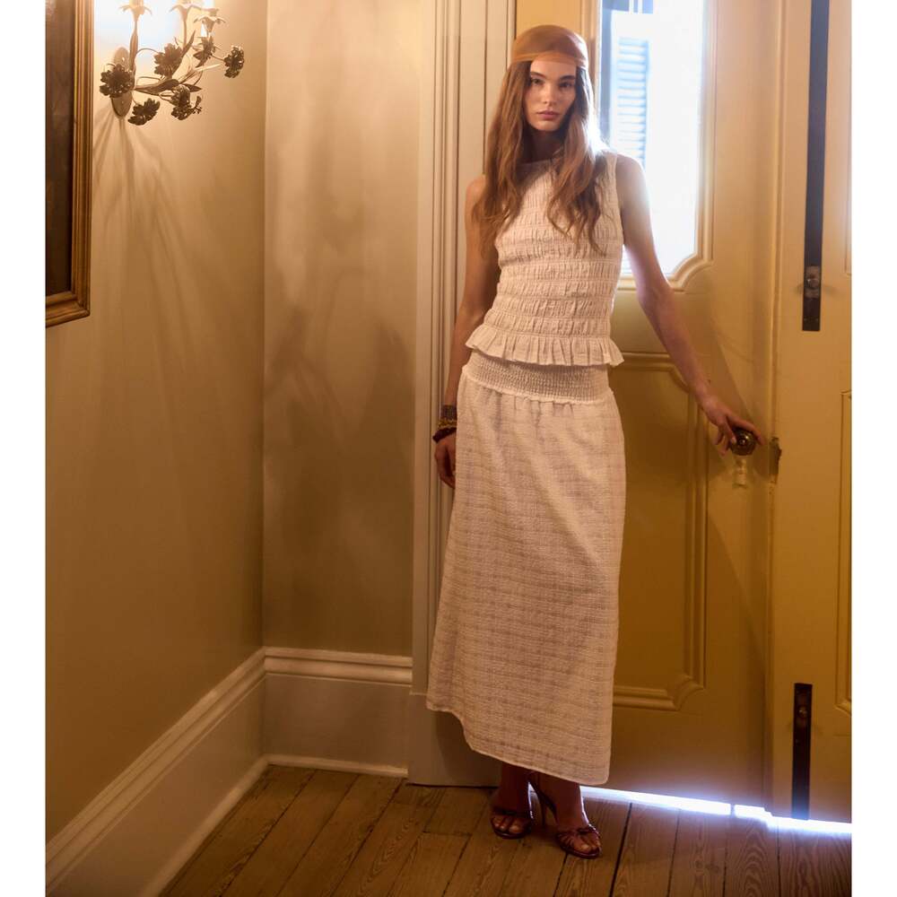 Hill House Home The Delphine Nap Skirt - White Crinkle Check Size XXXS